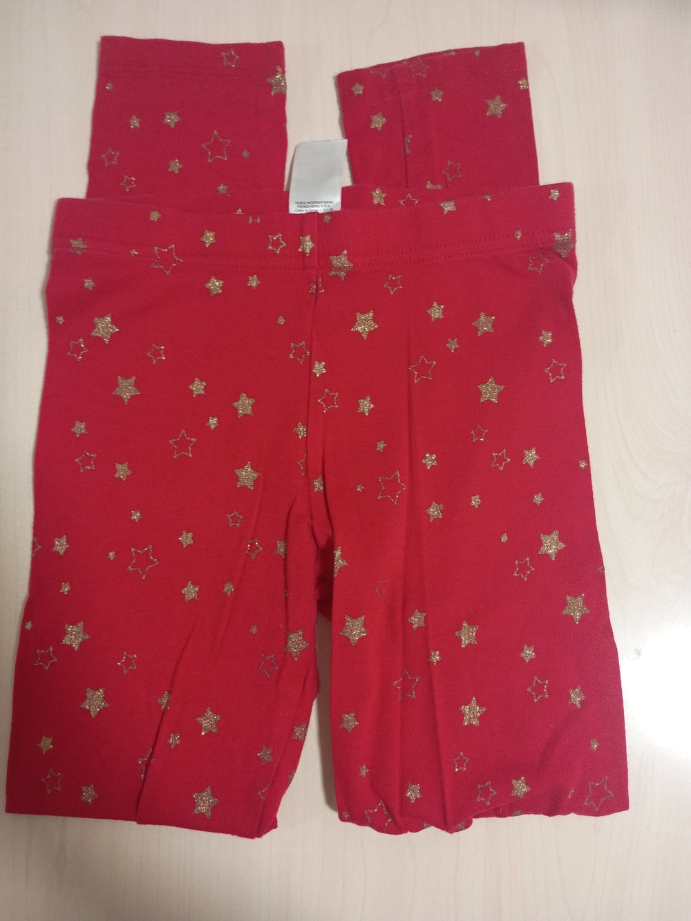F&F Red Leggings with Gold Star Print